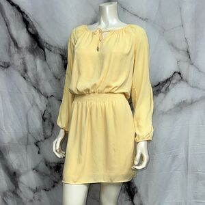 White House, Black market dress yellow long sleeve with peep shoulder